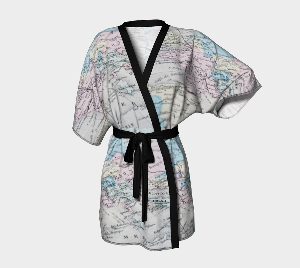 French Map Kimono - Once Upon a Find Couture 